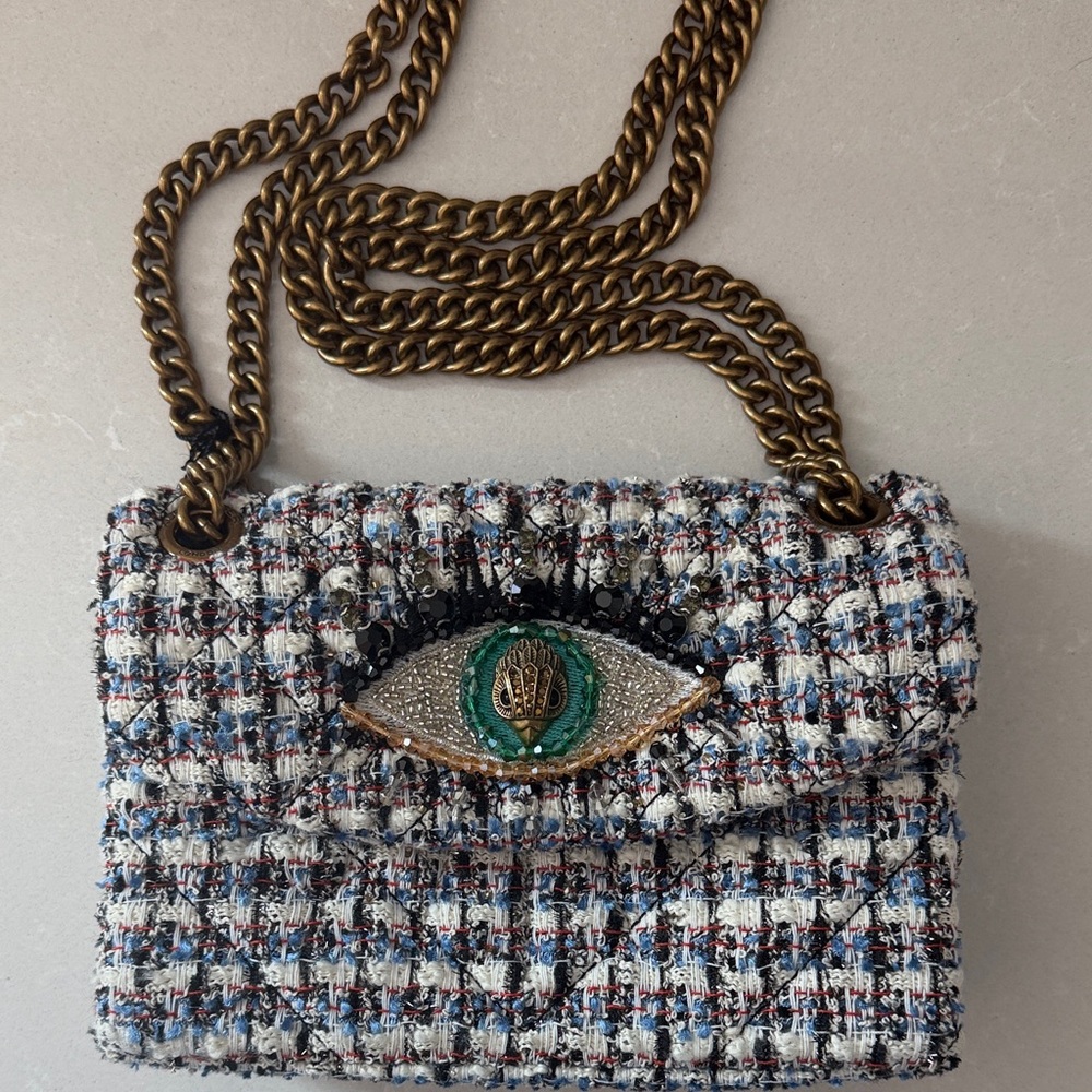 Kurt Geiger Tweed Bag with Eye Detail